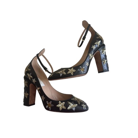 VALENTINO Tango Star 100 Sequined Ankle Strap Heels Size 37 - Picture 2 of 10